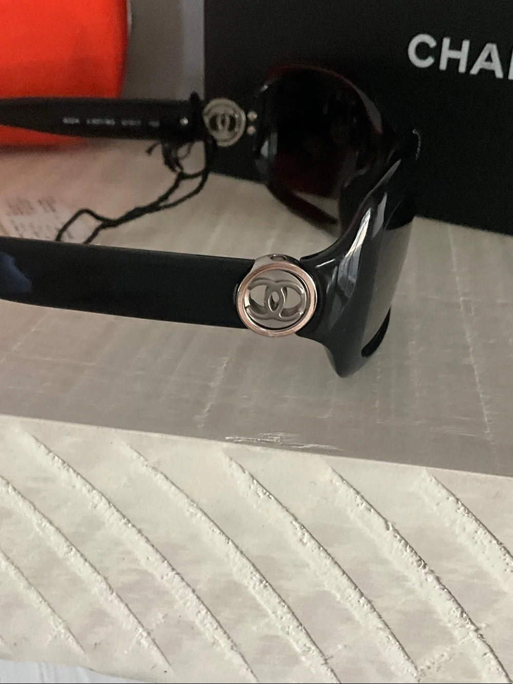CHANEL Black Gradient Lens Rectangular Sunglasses
